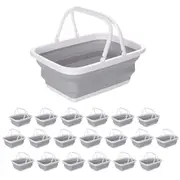 20x 9L Collapsible Laundry Folding Clothes Basket w Handles Bin Bulk -Grey/White