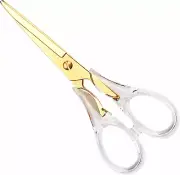Gold Scissors 6.3 ", Craft Scissors with Stainless Steel with Acrylic Clear Han