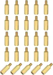 sourcing map 25Pcs Male to Female Thread Spacer Screws, M4 x 15mm + 6mm Brass Hex Standoff Screws PCB Motherboard for Drone Quadcopter, Computer and Circuit Board