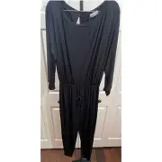 Lanston/Revolve Sz Large Elastic Waist Long Sleeved Black Jumpsuit NEW!!