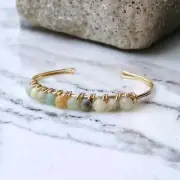 Handcrafted Amazonite Bangle - Small Adjustable Size, Hypoallergenic