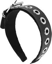 [Beatifufu] Leather Headband Punk Style Headpiece Metal Buckle Pu Leather Girls Hair Decoration Accessory