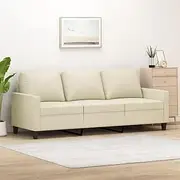 3-Seater Sofa Cream 180 cm Faux Leather,3 Seater Faux Leather Sofa: Comfortable and Modern for Your Home Living Room Furniture