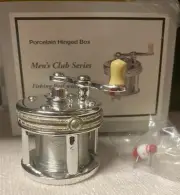 Porcelain Hinged Box Fishing Reel w Lure Trinket Midwest PHB New in Box