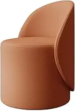 Rotating Dressing Stool, Bedroom Dressing Chair, Home Backrest Stool, Leather Dressing Chair, Easy to Use, Rubber Wood Frame, High Stability,Orange