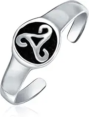 [Bling Jewelry] Personalized BFF Irish Traditional Celtic Love Knot Claddagh Heart Circle Triquetra Trinity Toe Ring Band Midi Thumb or Pinky Ring For Women Teen Oxidized .925 Silver Sterling Adjustable Customizable