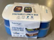 Bentgo Classic All-in-One Stackable Lunch Box Container New In Box (blue/white)