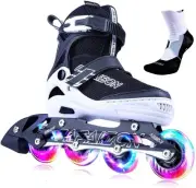 PAPAISON Adjustable Inline Skates for Kids and Adults with Full Light Up Whee...