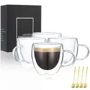 4 Pack 5oz Double Wall Cappuccino Mugs Insulated Espresso Cups with Handles