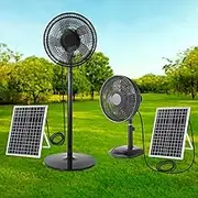 Portable Solar Floor Fan Rechargeable Oscillating Standing Pedestal Fan With Solar Panel, 15600mah Battery, Two Charging Methods, For Home Office Outdoor(C 34.5CM/13.5IN)