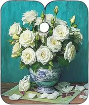 RPLIFE Beautiful Bouquet White Roses Barbers Cape Gown Professional Salon Hairdressing Cape, 64.9 x 55.1 Inches Home Haircut Cape, Beautiful Bouquet White Roses