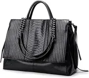 [KEEPOP] Purses and Handbags for Women Leather Large Crossbody Bags Multiple Pockets Tote Shoulder Bag Work Satchel Black