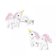 Kids Silver Unicorn Ear Studs