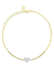 Meira T 14K White Gold & 14K Yellow Gold Diamond Heart Chain Bracelet