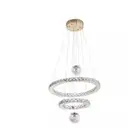 Oukaning 19.68 in. 1-Light Gold Modern Crystal 2 Rings LED Pendant Light
