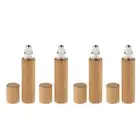 4x Bamboo Glass Essential Oil Fragrance Perfume Roller Bottles Vials Container