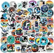 60pcs Whale Stickers, Ocean Shark Animal Stickers，orca Stickers，Aesthetic Children's Waterproof Vinyl Girls, Teenagers, Adults, Water Bottles, Laptops, Handbags, Birthday Party Supplies Favors