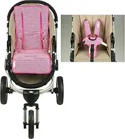 Keep Me Cosy™ Pram Liner + Free Harness & Buckle Cosy - Classic Pink Spot