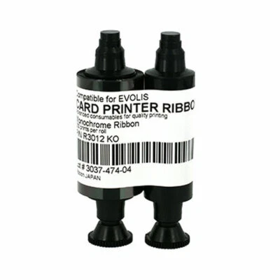 R3012 KO Ribbon For Evolis ID Card Printers 250 Prints Black Mono Ribbon