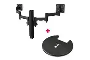 Atdec AWMS-2-4640 Dual Monitor Swing Arms on 400mm Post / 12kg (26.5lb) Flat Screens, 10kg (22lb) Curved Screens + Grommet Clamp Desk Fixing, Black