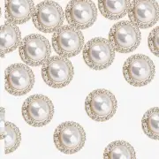 GlamPearl Vintage Gold Buttons: 30 Pcs Rhinestone & Pearl Embellishments, 23mm -