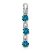 Solid 14k White Gold 1/3ct. Blue Simulated CZ 3-stone Slide Pendant