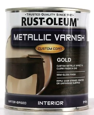 1 Can Rust-Oleum 946 mL Metallic Varnish Custom Coat Gold Interior Semi Gloss