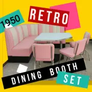 Made to Order Pink Retro Cafe Corner Booth 2 Sofa-1 Corner Sofa, table & chairs