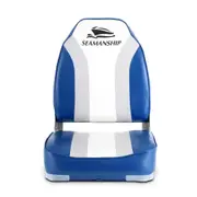2 Folding Boat Seats Swivels All Weather Seat Marine Seating Set Grey Blue Chair