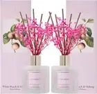 Reed Diffuser Set - White Peach& Oolong Reed Diffuser 2 Packs 6.7Oz Scent Fragra