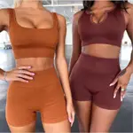 SEAMLESS WOMEN YOGA SET WORKOUT SPORTSWEAR GYM CLOTHES套裝