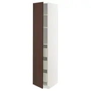 METOD / MAXIMERA high cabinet with drawers, white/Sinarp brown, 40x60x200 cm