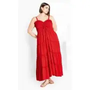 NEW City Chic Ladies Fit & Flare Tango Red Alisa Maxi Dress Plus Size S 16 #S84
