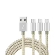 Catzon 1M 2M 3M 3Packs Micro USB Cable Nylon Braided Phone Cable Fast Charger Cable USB Cord -Gold Silver