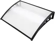 Instahut Window Awning Brown PC Panel with Black Bracket Outdoor Sun Shade