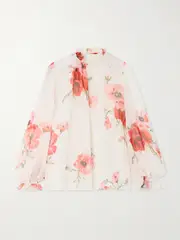 [Zimmermann] Zimmermann - Lightburst Ruffled Floral-print Cotton And Silk-blend Voile Blouse - Cream - 0 0 Cream