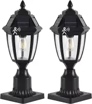 Solar Outdoor Post Lights 2 Pack, Dusk to Dawn Outdoor Column Light with Pier Mo