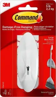 Command Wire Hook with Strips - Large, White