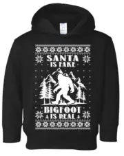 Santa is fake Bigfoot is real Christmas Toddler Pullover Fleece Hoodie