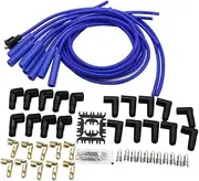 Spark Plug Wires Spiral Core 8.5mm Blue Straight Boots Universal Set V8 W/Looms