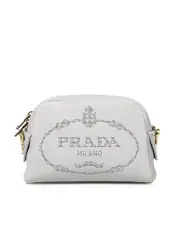Prada Textured Leather Shoulder Bag in Grey