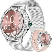 [BOCLOUD] Smart Watch for Women, Smartwatches for iPhone Android, with Blood Oxygen/Heart Rate/Sleep Monitor/Message Dispaly/Make Calls, IP68 Fitness Tracker with Multiple sports Modes (Silver)