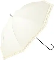 ビコーズ(Because) Because B-956157 Long Umbrella, PU Heat Cut Ruffle, White