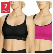 Champion Women's Seamless 2 Criss Cross Bras OPEN BOX 2 pack BLACK & PINK M