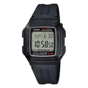 【CASIO 卡西歐】F-201WA 潮流流線方塊多功能電子運動手錶