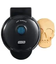 Dash Skull Shaped Mini Nonstick Waffle Maker Black Halloween