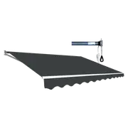Motorised Outdoor Folding Arm Awning Retractable Sunshade Canopy Grey 4.0m x 3.0m