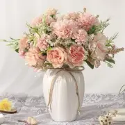 Peonies Artificial Flowers in Vase, Fake Hydrangea Silk Peony Flower Bouquet ...