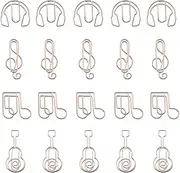 eMagTech 20PCS Music Themed Paper Clips Treble Clef Musical Note Headphone Guitar Shape Metal Creative Paper Clips School Office Supplies Rose Gold