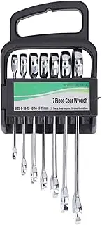 7PCS Ratcheting Wrench, Steel Fixed Head Ratchet Wrench Set, Wear Resistant Ratchet Spanner, Fixed Ratchet Wrench Kit for Auto Repair